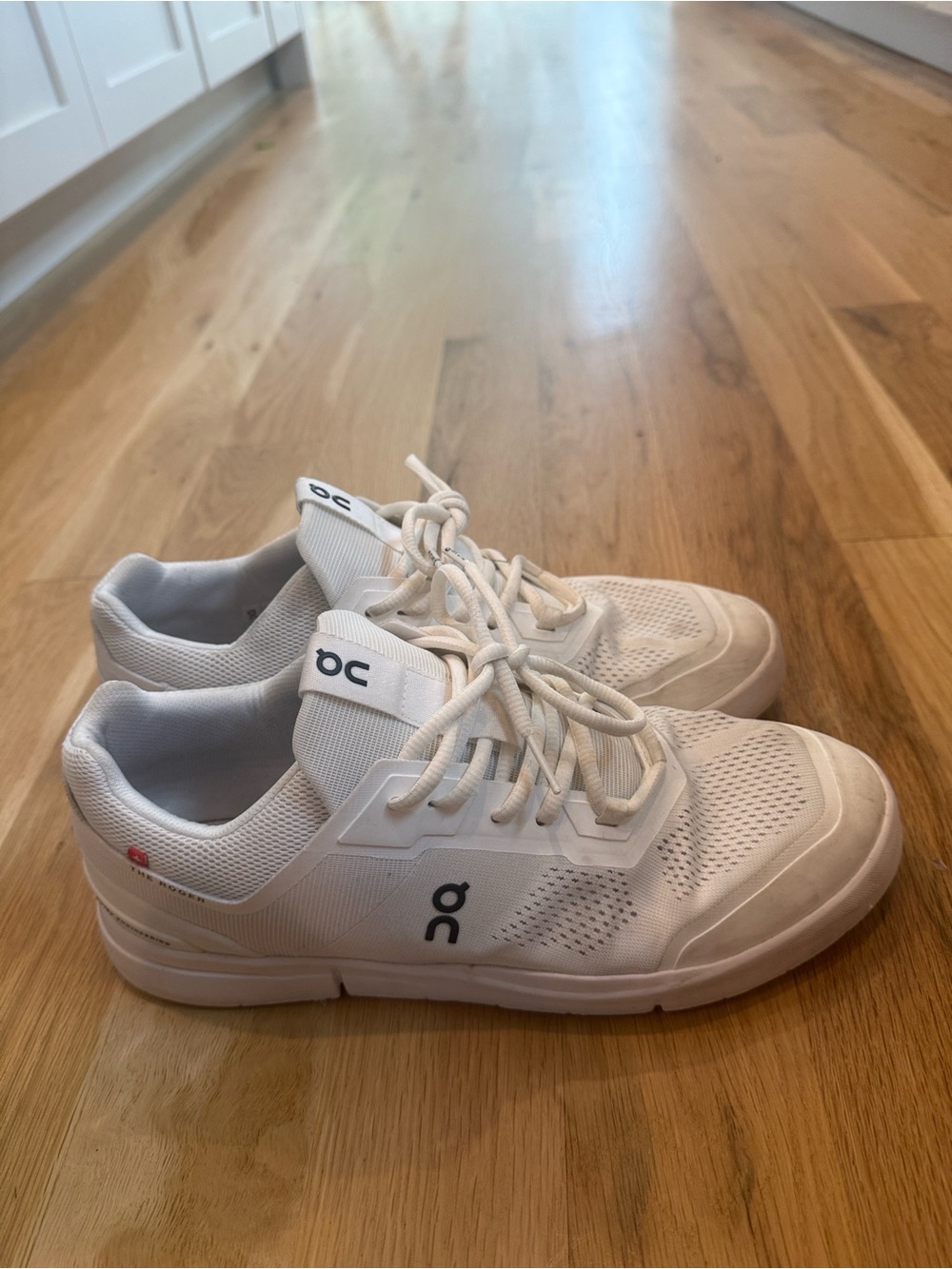 On Running White Mesh Tennis Sneakers